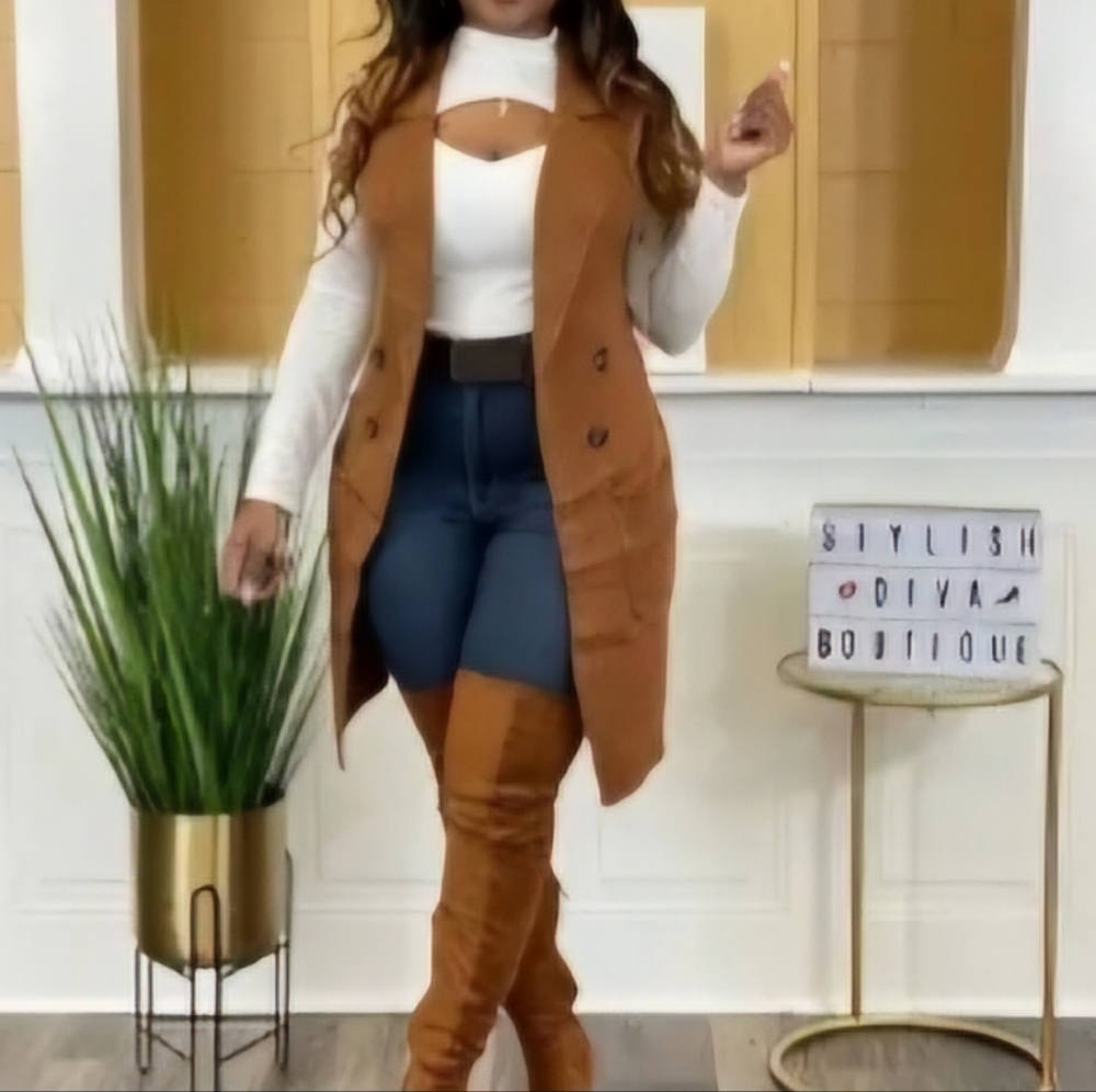 Solid open front cardigan